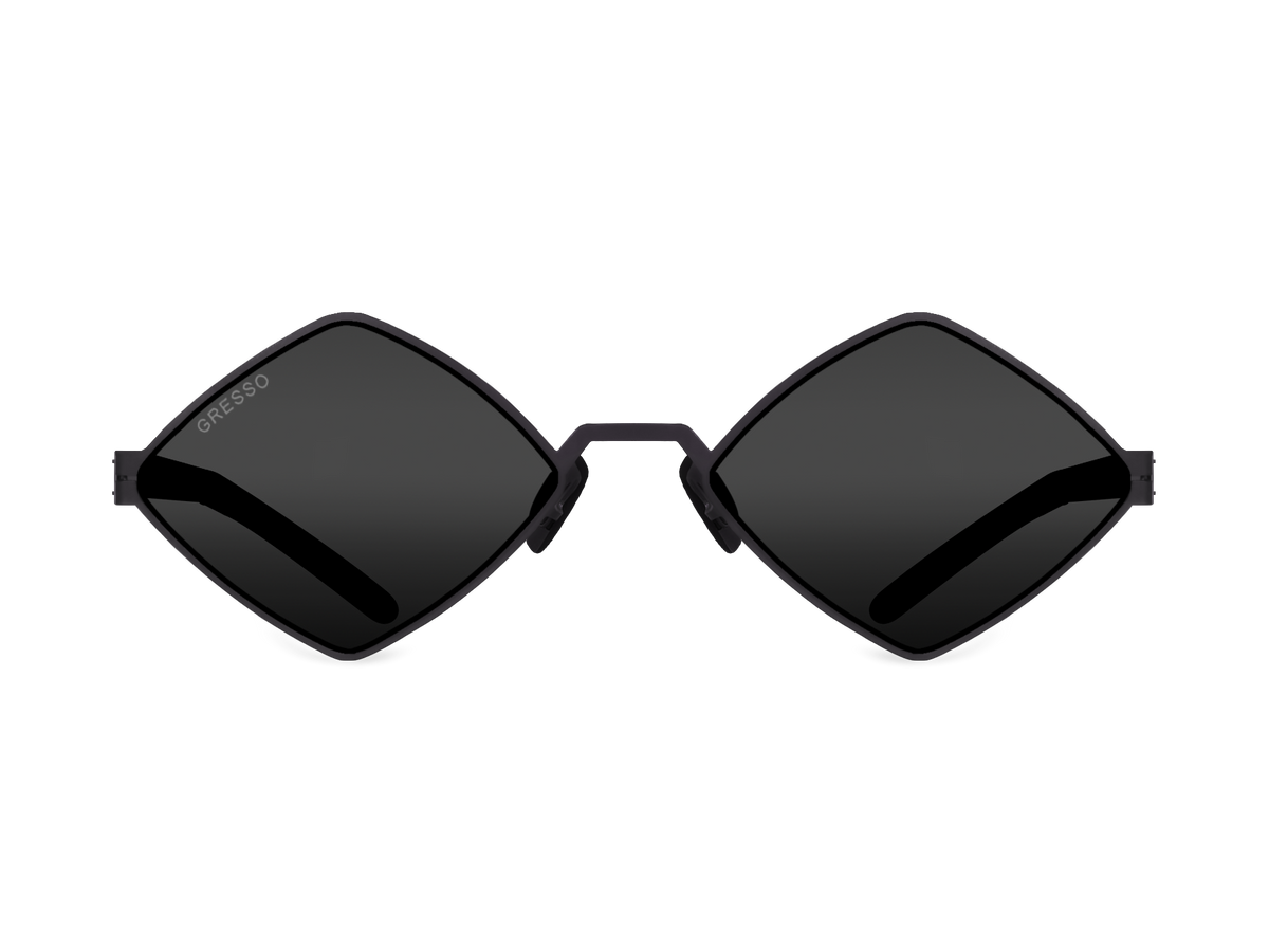 Titanium square sunglasses for men and women GRESSO Bali with Zeiss polarized grey lenses #color_grey-mono