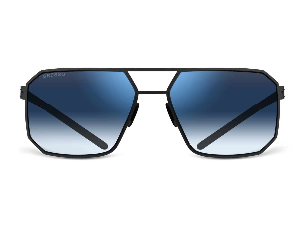 Titanium wayfarer sunglasses for men GRESSO Berlin with Zeiss polarized blue lenses #color_blue-gradient