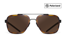 Titanium aviator sunglasses for men GRESSO Boston with Zeiss polarized brown lenses #color_brown-polarized