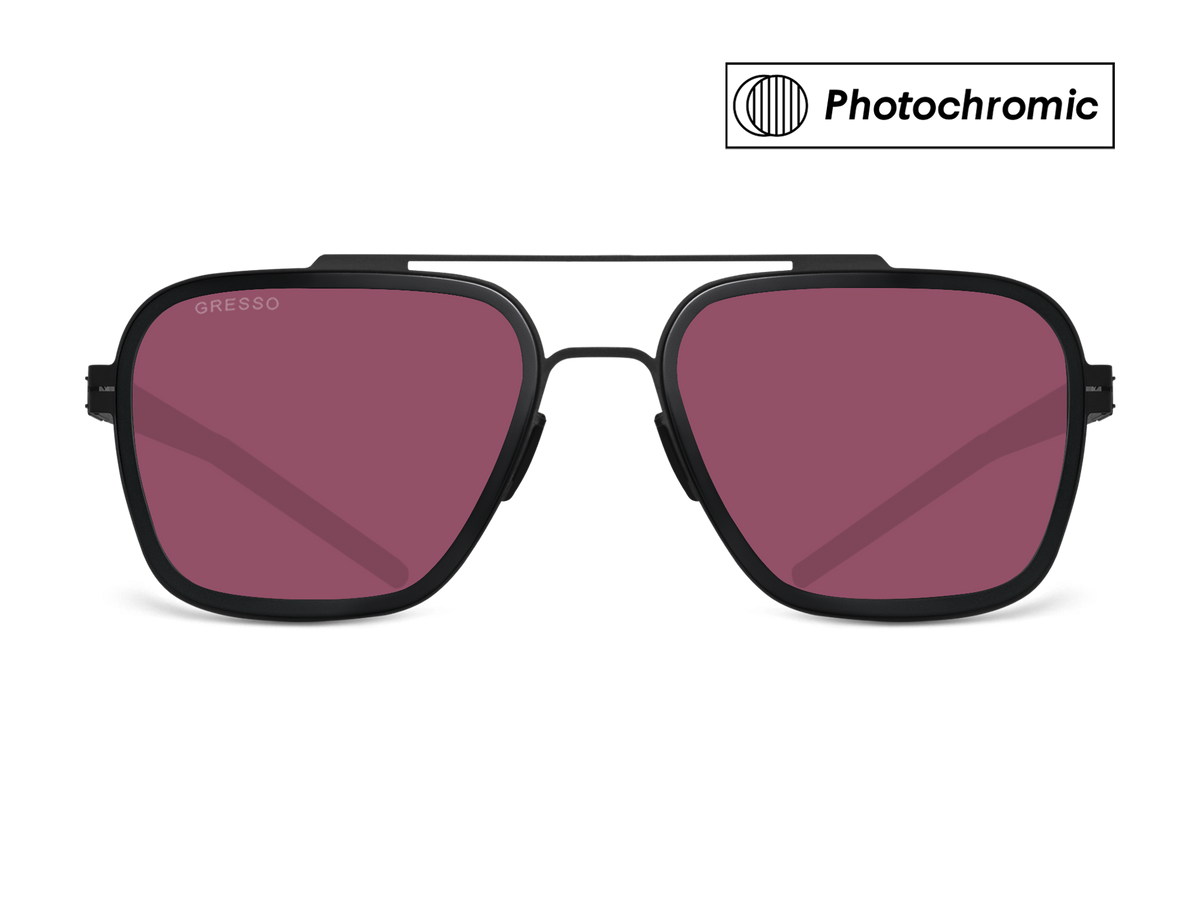 Titanium aviator sunglasses for men GRESSO Boston with Zeiss photochromic burgundy lenses #color_burgundy―photochromic