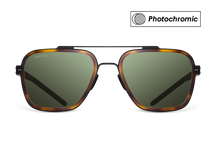 Titanium aviator sunglasses for men GRESSO Boston with Zeiss photochromic green lenses #color_green-photochromic