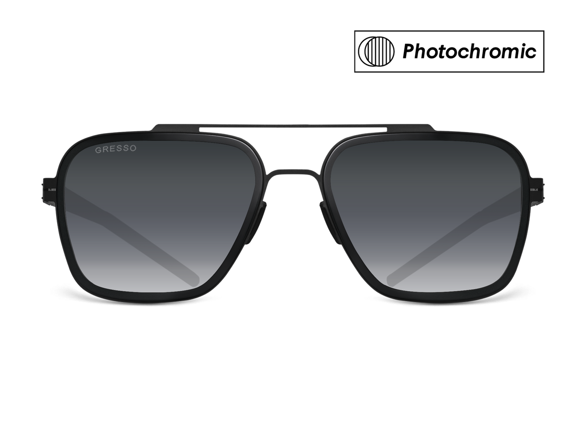  Titanium aviator sunglasses for men GRESSO Boston with Zeiss photochromic grey lenses #color_grey―photochromic
