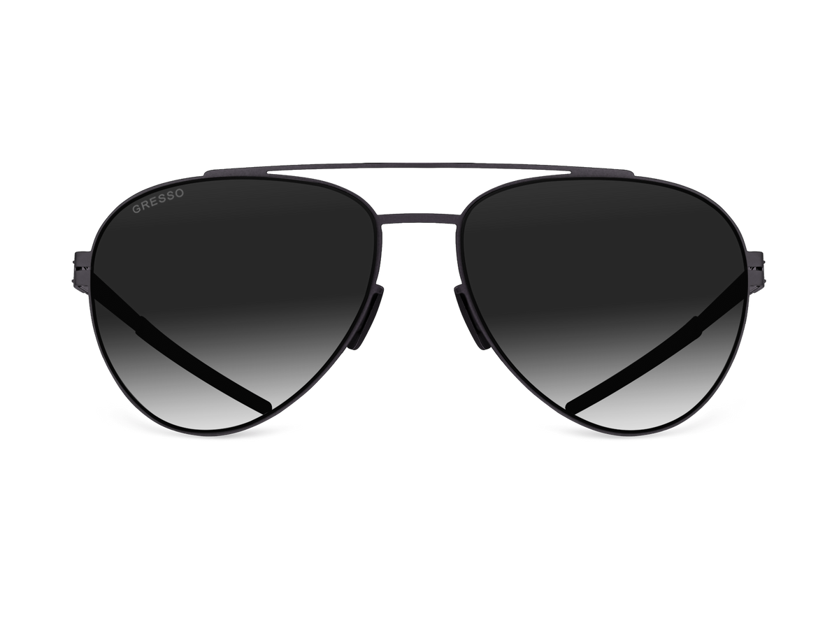 Titanium aviator sunglasses for men and women GRESSO California with Zeiss polarized grey lenses #color_grey-gradient