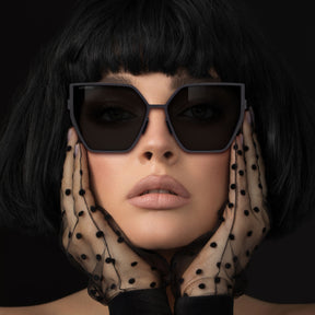 Titanium cat eye sunglasses for women GRESSO Camilla with Zeiss polarized grey lenses