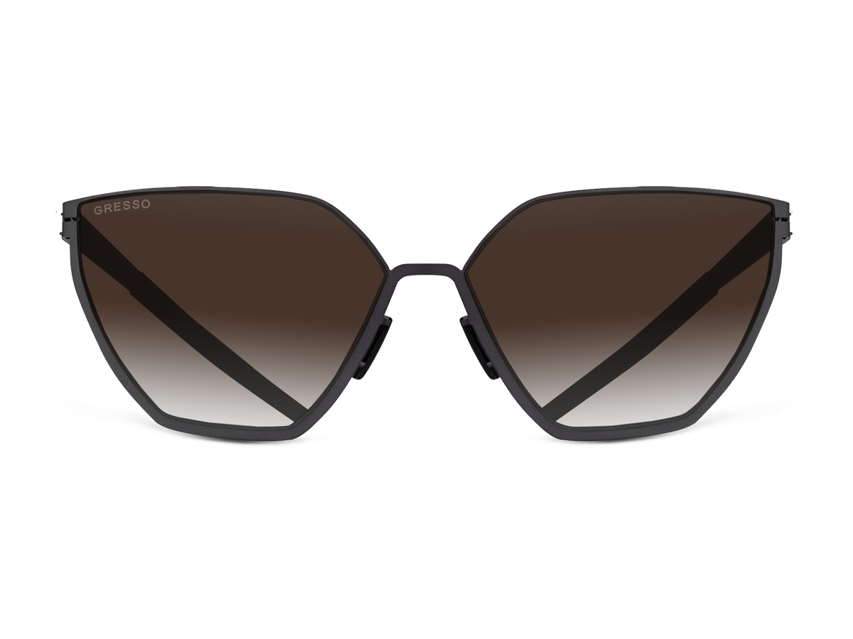 Titanium square sunglasses for women GRESSO Capri with Zeiss polarized brown lenses #color_brown-gradient