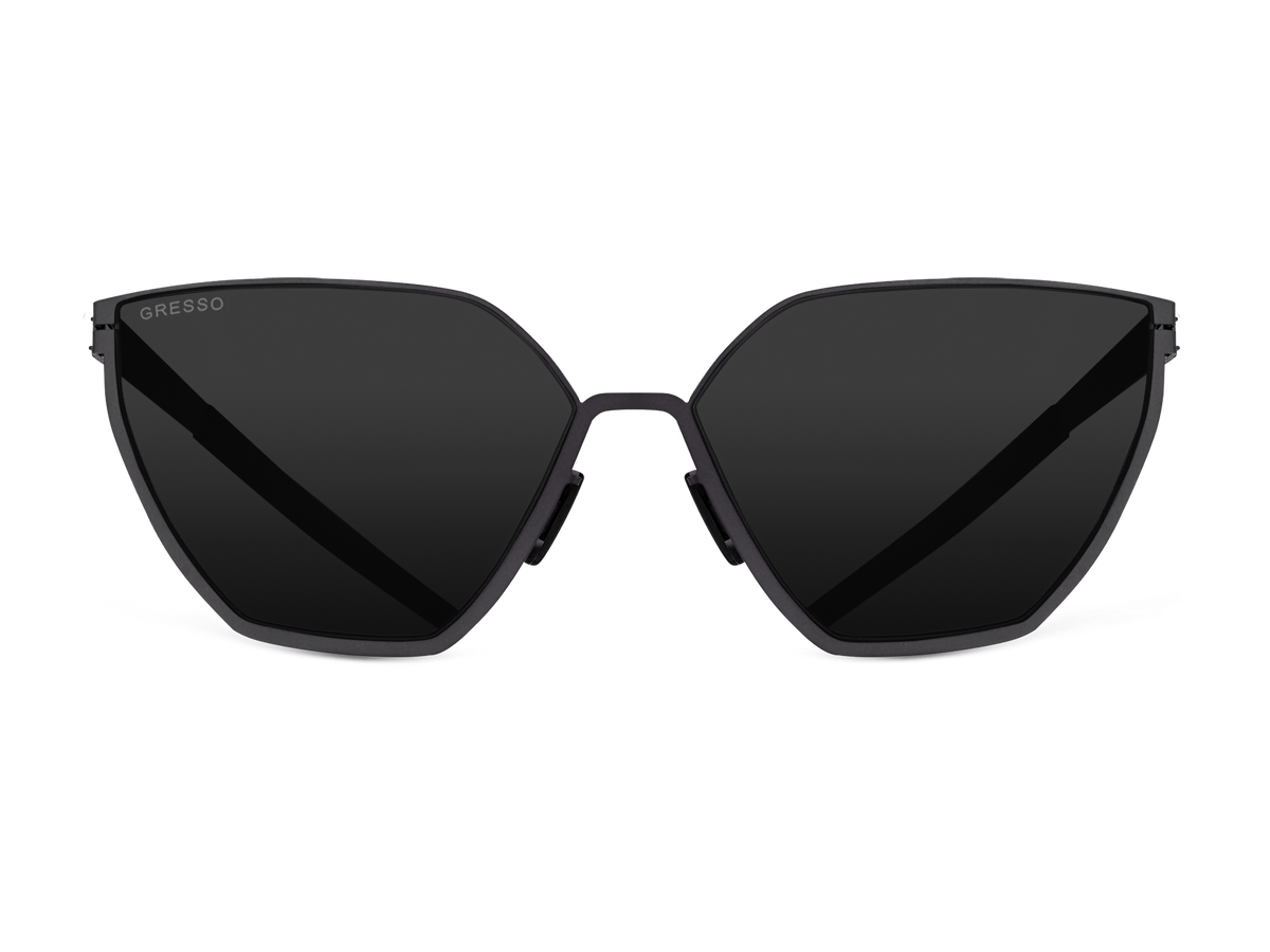 Titanium square sunglasses for women GRESSO Capri with Zeiss polarized grey lenses #color_grey-mono