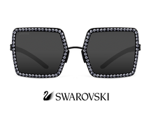 Titanium square sunglasses for women GRESSO Cleopatra with Zeiss polarized grey lenses #color_grey-mono