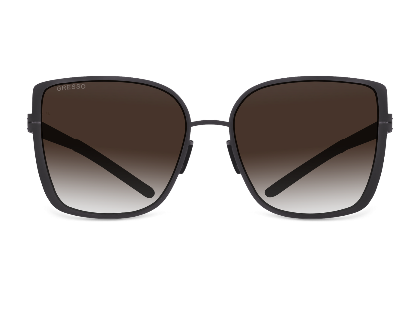 Titanium square sunglasses for women GRESSO Emma with Zeiss polarized brown lenses #color_brown-gradient