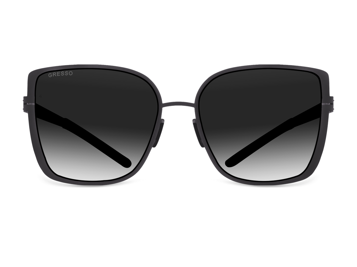 Titanium square sunglasses for women GRESSO Emma with Zeiss polarized grey lenses #color_grey-gradient