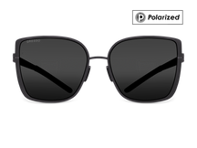 Titanium square sunglasses for women GRESSO Emma with Zeiss polarized grey lenses #color_grey-polarized