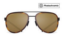 Titanium aviator sunglasses for men GRESSO Falcon with Zeiss photochromic brown lenses #color_brown-photochromic