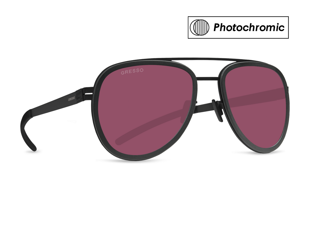 Titanium aviator sunglasses for men GRESSO Falcon with Zeiss photochromic burgundy lenses #color_burgundy―photochromic