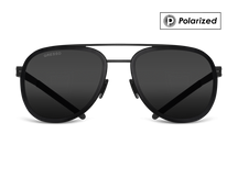 Titanium aviator sunglasses for men GRESSO Falcon with Zeiss polarized grey lenses #color_grey-polarized