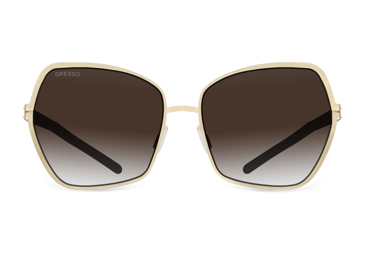 Titanium square sunglasses for women GRESSO Josephine with Zeiss polarized brown lenses #color_brown-gradient