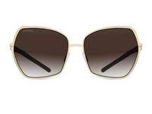 Titanium square sunglasses for women GRESSO Josephine with Zeiss polarized brown lenses #color_brown-gradient