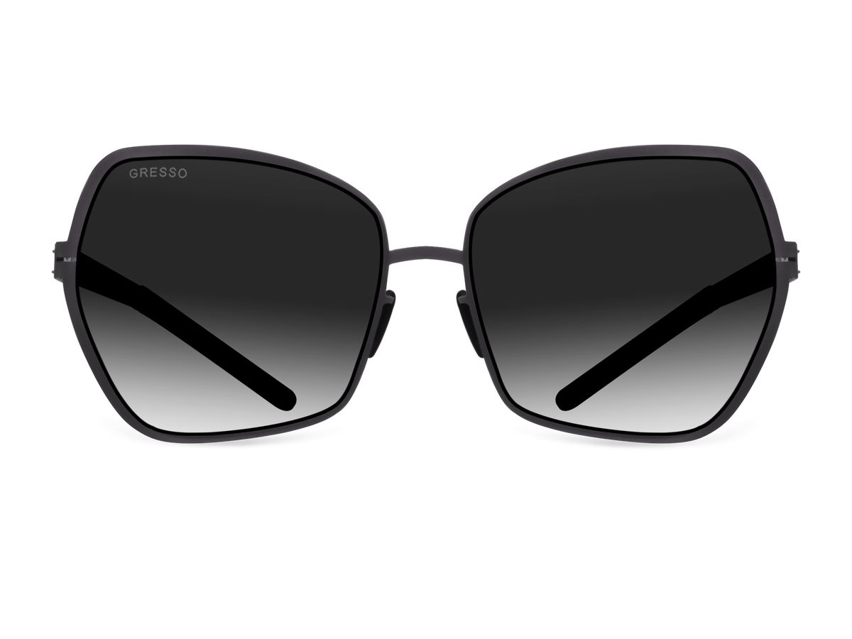 Titanium square sunglasses for women GRESSO Josephine with Zeiss polarized grey lenses #color_grey-gradient