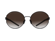 Titanium round sunglasses for women GRESSO Lauren XS with Zeiss polarized brown lenses #color_brown-gradient