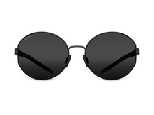 Titanium round sunglasses for women GRESSO Lauren XS with Zeiss polarized grey lenses #color_grey-mono
