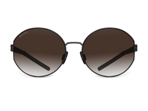 Titanium round sunglasses for women GRESSO Lauren with Zeiss polarized brown lenses #color_brown-gradient
