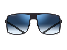 Titanium square sunglasses for men GRESSO Manhattan with Zeiss polarized blue lenses #color_blue-gradient