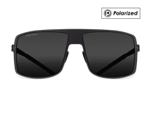 Titanium square sunglasses for men GRESSO Manhattan with Zeiss polarized grey lenses #color_grey-polarized