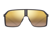 Titanium shield sunglasses for men and women GRESSO Nevada with Zeiss polarized bronze lenses #color_gold-mirror