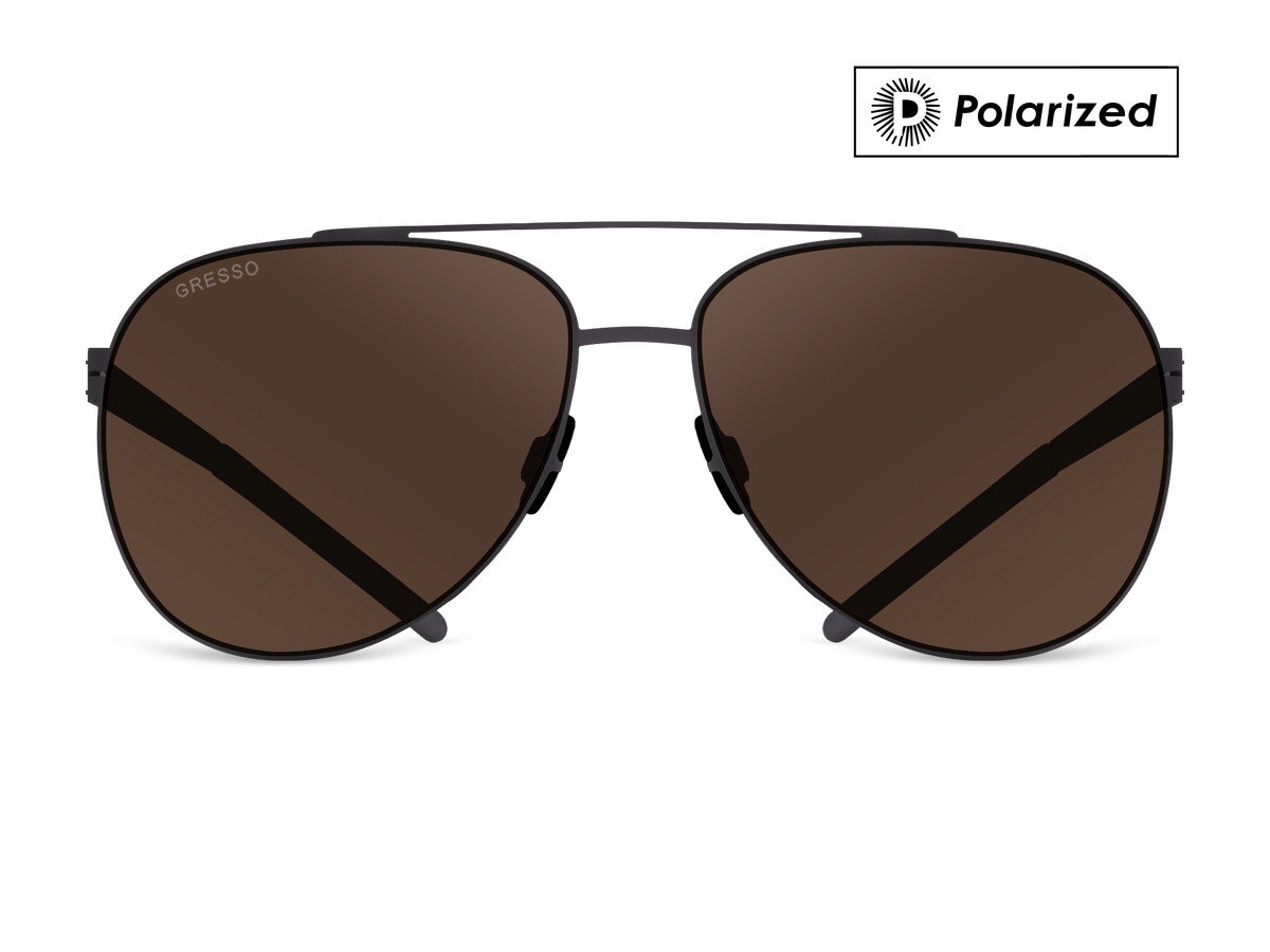 Titanium aviator sunglasses for men GRESSO Richard with Zeiss polarized brown lenses #color_brown-polarized