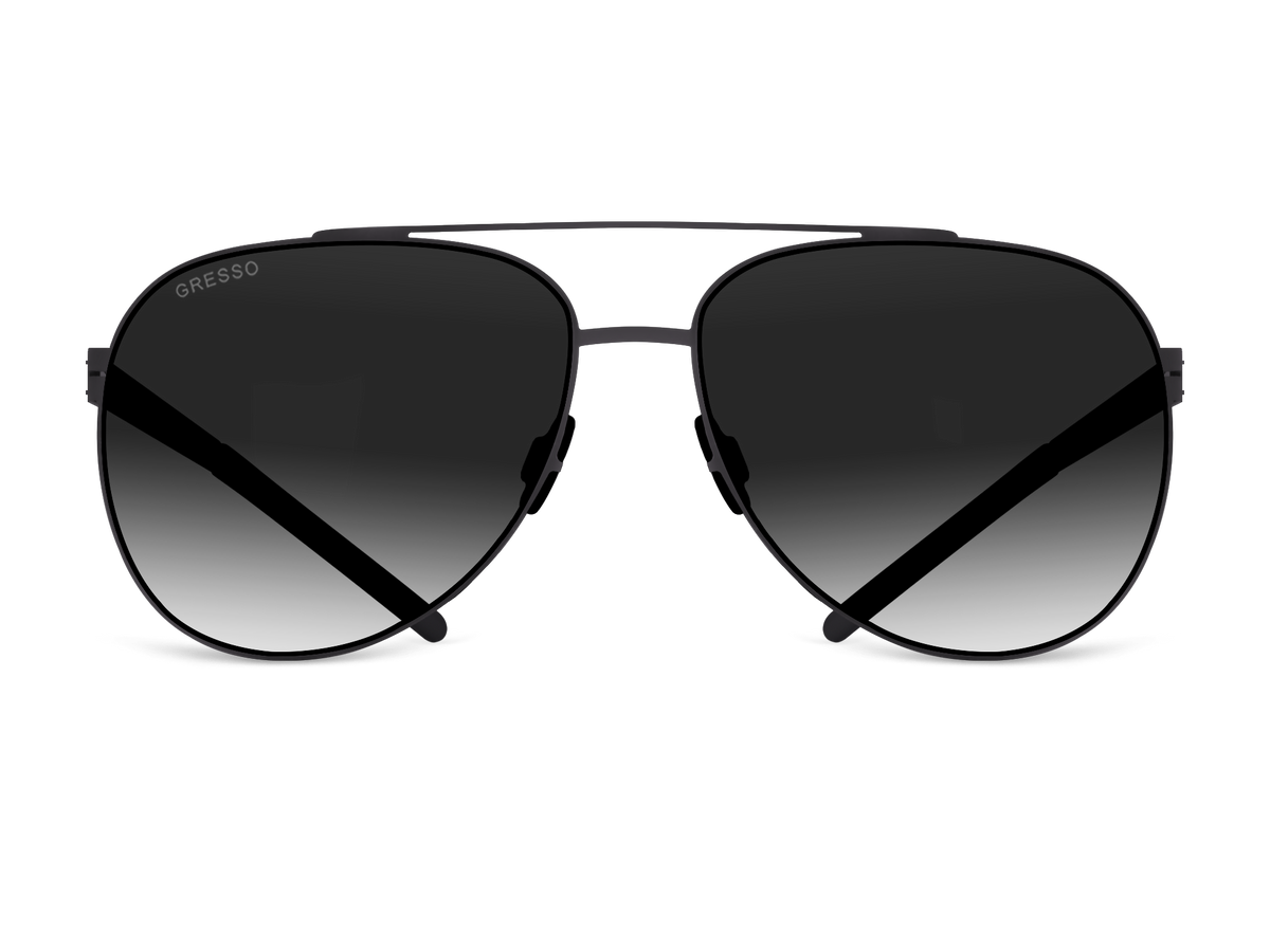 Titanium aviator sunglasses for men GRESSO Richard with Zeiss polarized grey lenses #color_grey-gradient