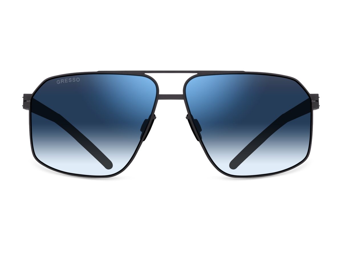Titanium aviator sunglasses for men GRESSO Stanford with Zeiss polarized blue lenses #color_blue-gradient