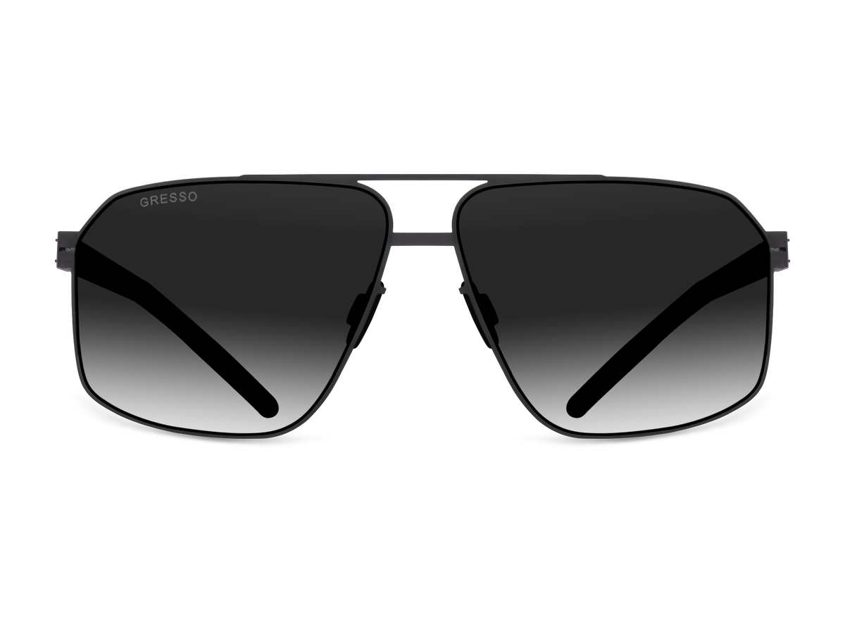 Titanium aviator sunglasses for men GRESSO Stanford with Zeiss polarized blue lenses #color_grey-gradient