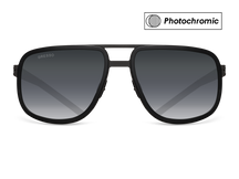 Titanium square sunglasses for men GRESSO Walter with Zeiss photochromic grey lenses #color_grey―photochromic